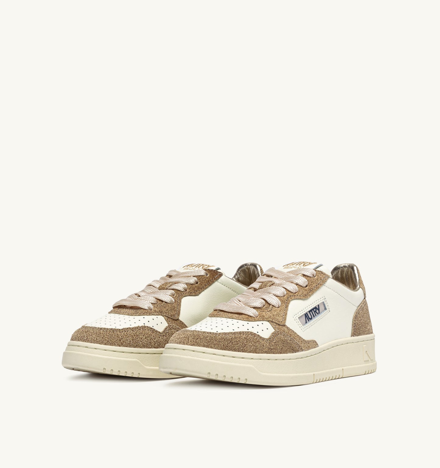 SNEAKERS DONNA AUTRY MEDALIST LOW CAMOSCIO GLITTER E PELLE BIANCA