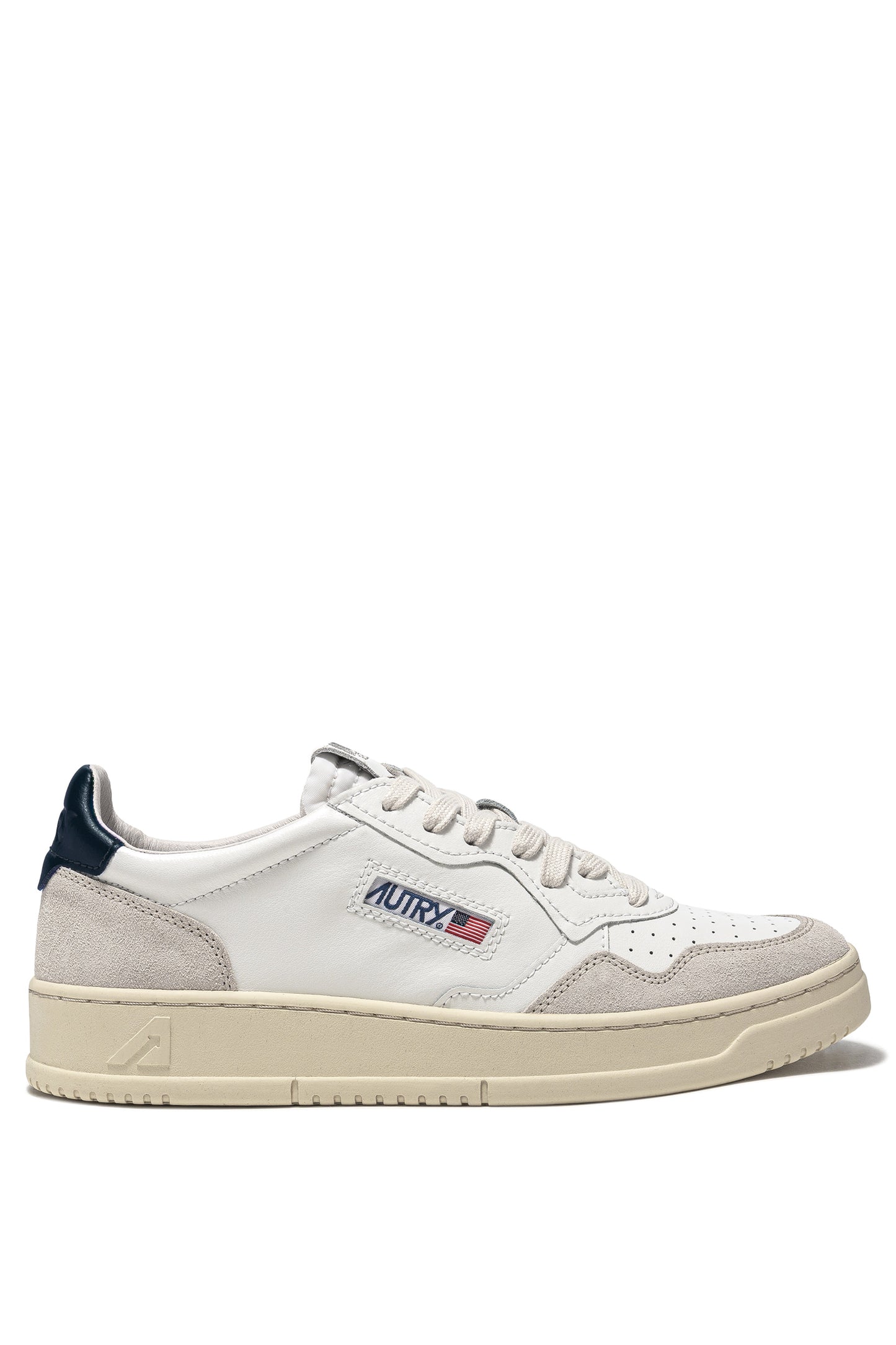 AUTRY SNEAKERS MEDALIST LOW IN PELLE BIANCA E BLUE E SUEDE BEIGE