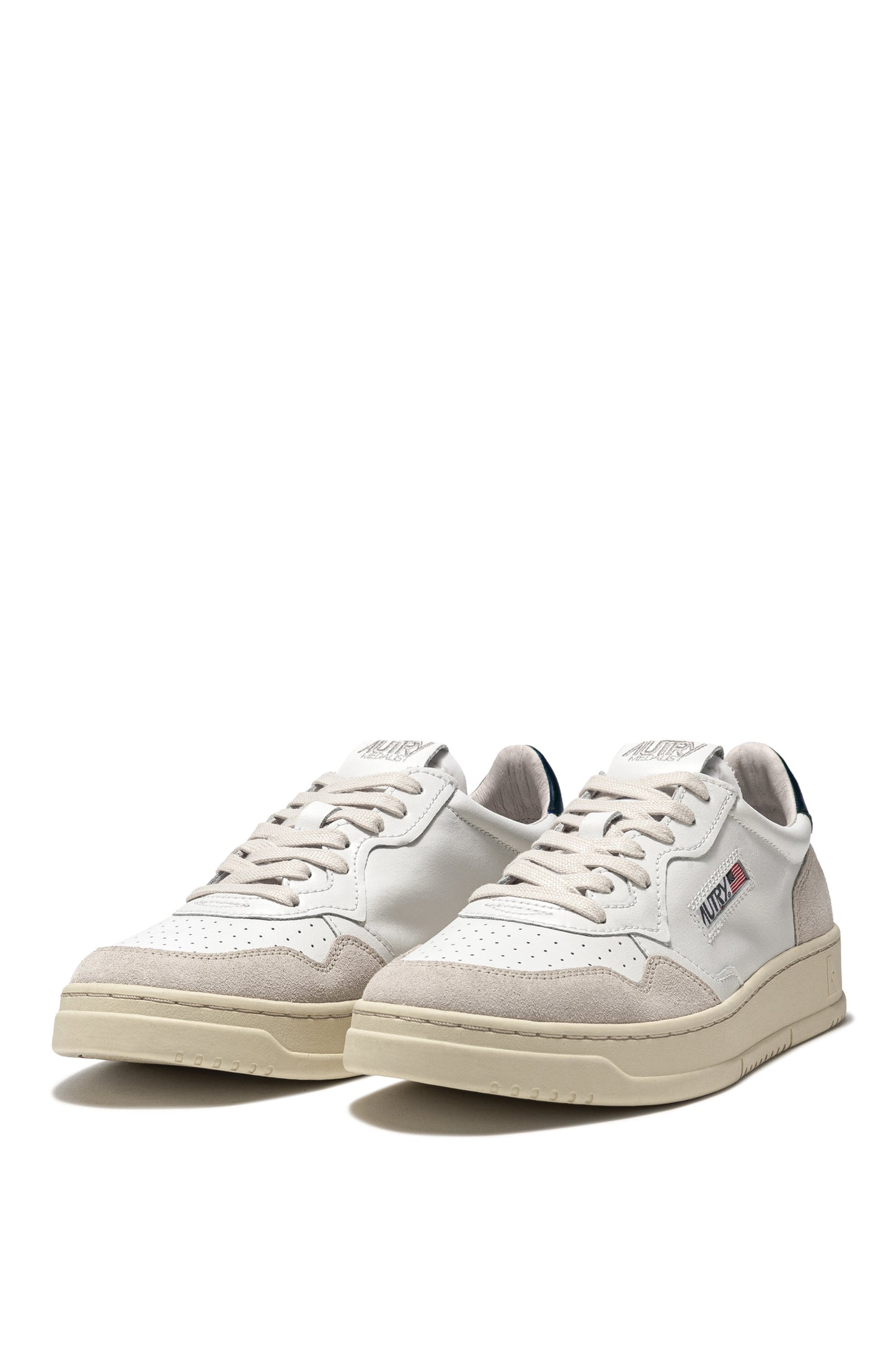 AUTRY SNEAKERS MEDALIST LOW IN PELLE BIANCA E BLUE E SUEDE BEIGE