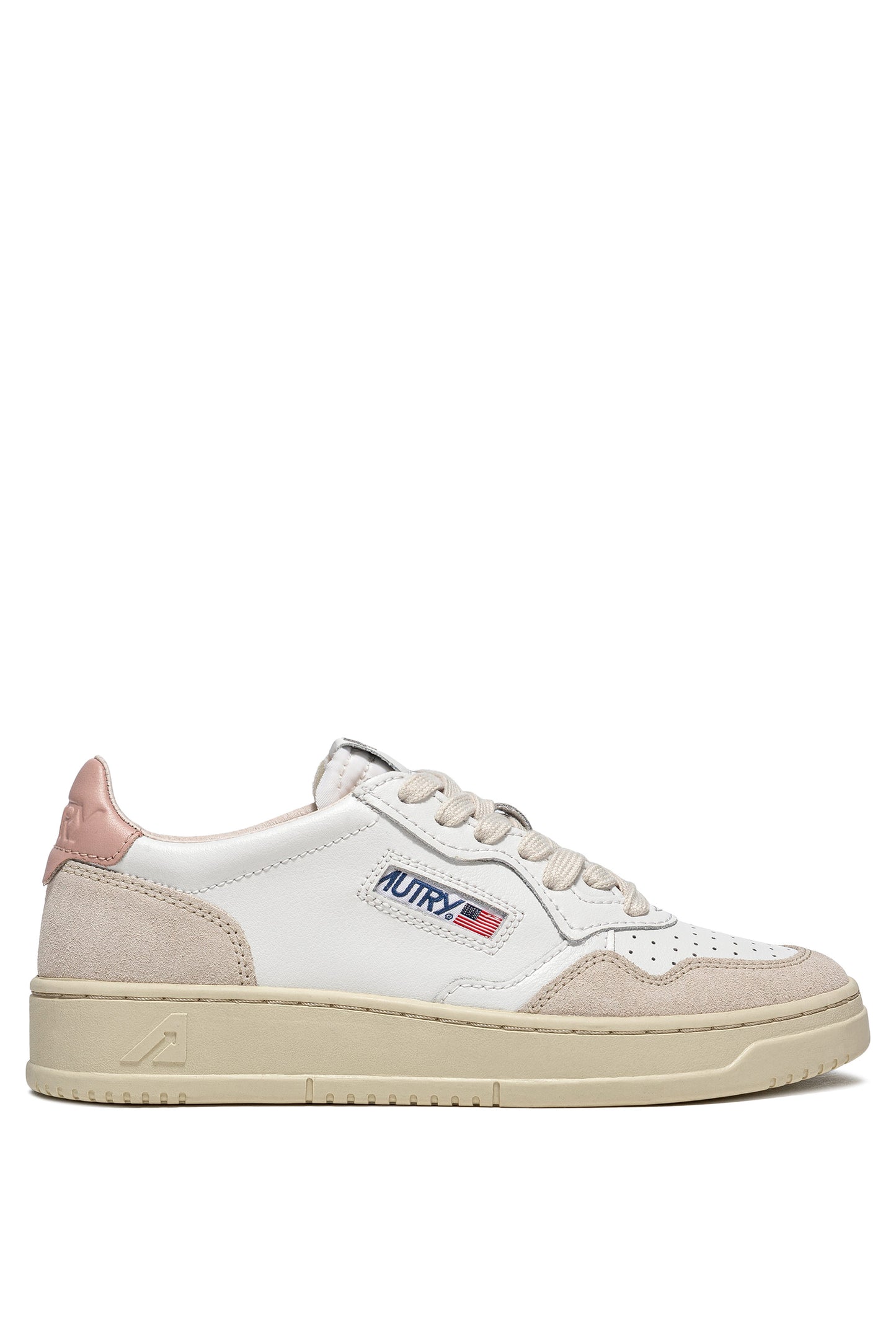 AUTRY SNEAKERS MEDALIST LOW IN PELLE BIANCA E POWDER E SUEDE BEIGE