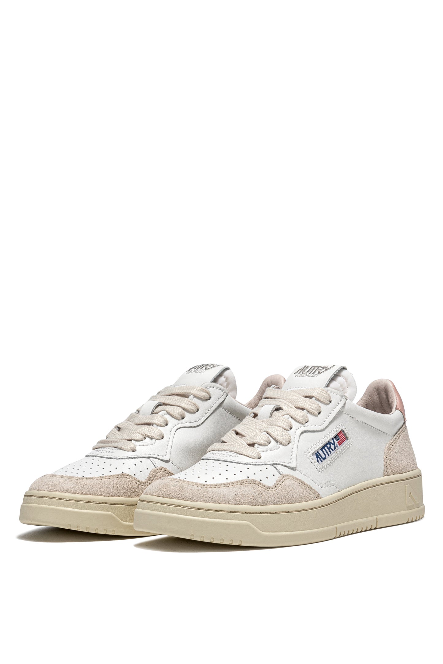 AUTRY SNEAKERS MEDALIST LOW IN PELLE BIANCA E POWDER E SUEDE BEIGE