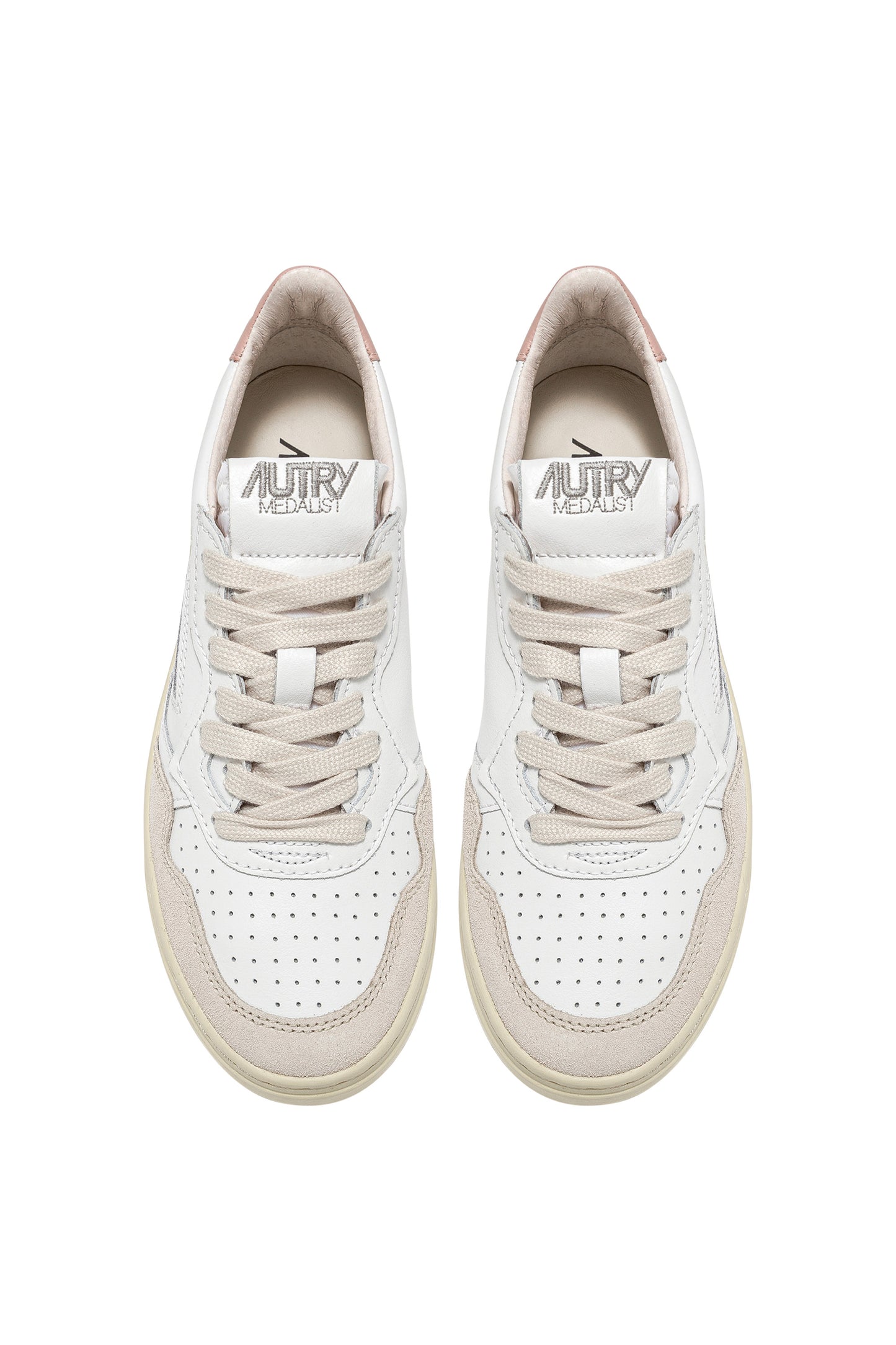 AUTRY SNEAKERS MEDALIST LOW IN PELLE BIANCA E POWDER E SUEDE BEIGE