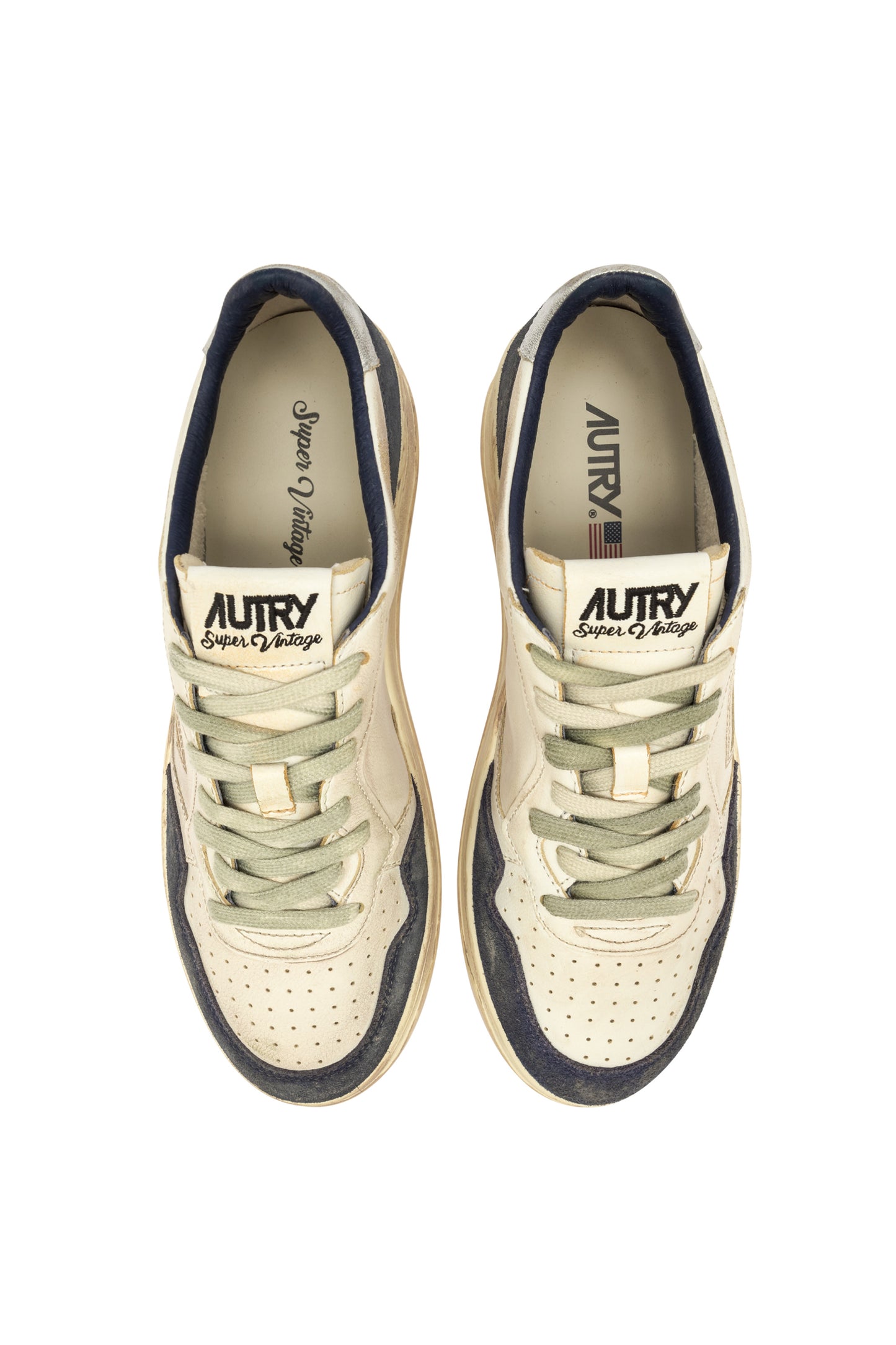 AUTRY SNEAKERS MEDALIST LOW SUPER VINTAGE IN PELLE E SUEDE COLORE SPACE BLUE E SILVER