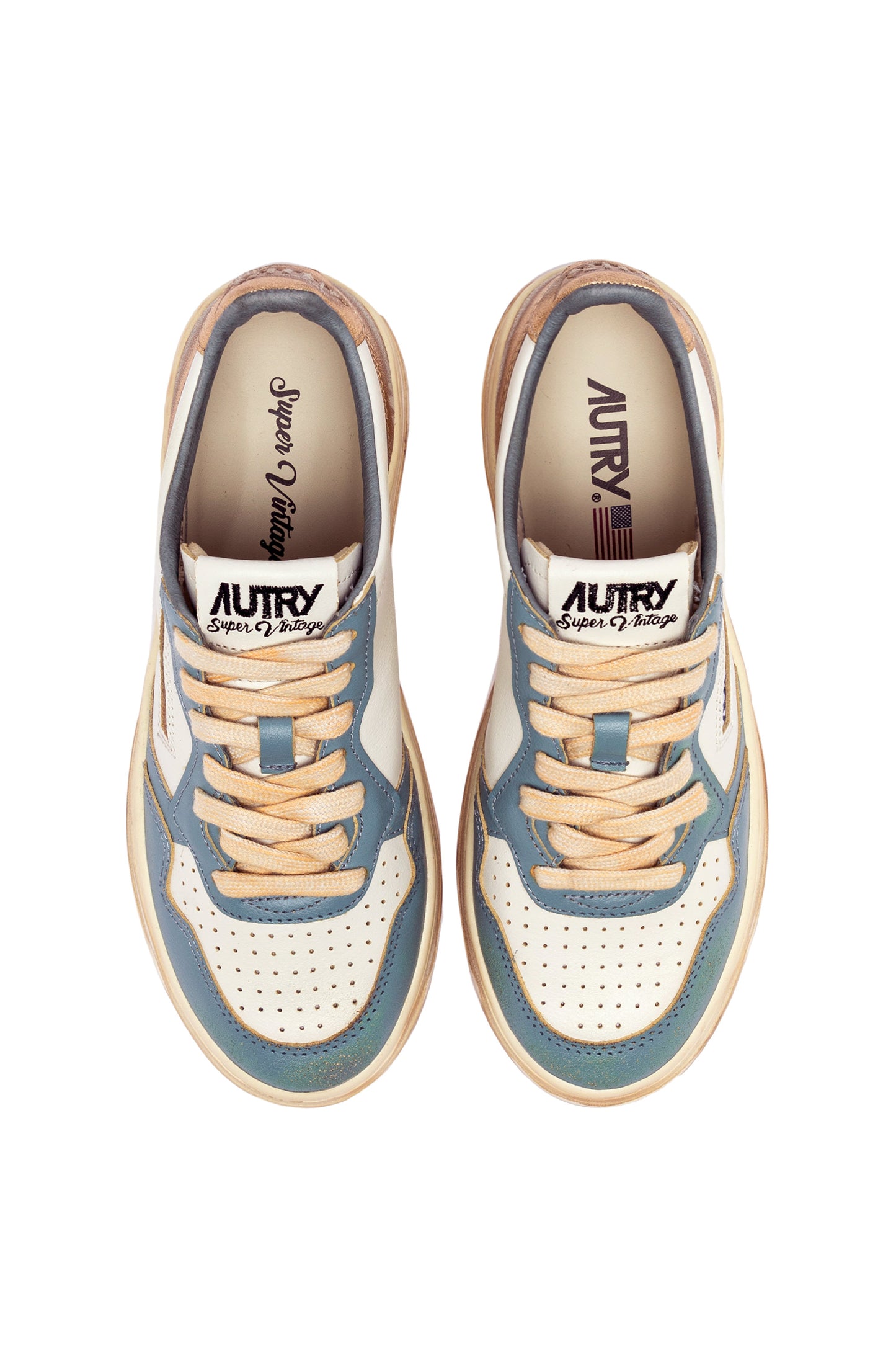 AUTRY SNEAKERS MEDALIST LOW SUPER VINTAGE COLORE BIANCO SILVER-BLUE E PLATINUM