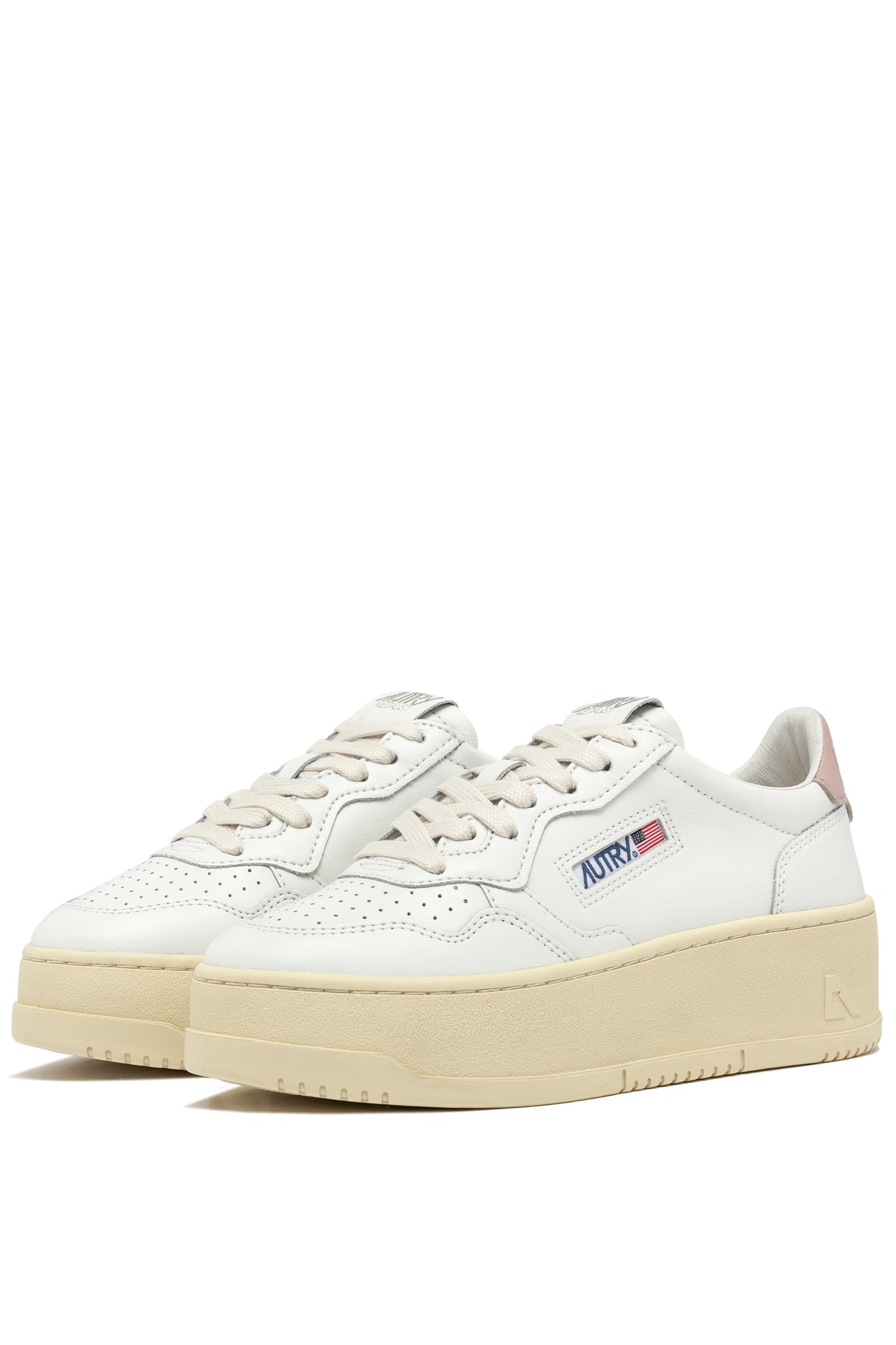 AUTRY SNEAKERS MEDALIST PLATFORM IN PELLE COLORE BIANCO E POWDER PINK