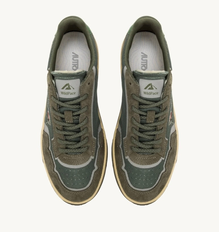 AUTRY SNEAKERS UOMO WILDPACE LOW IN MESH E SUEDE VERDE MILITARE
