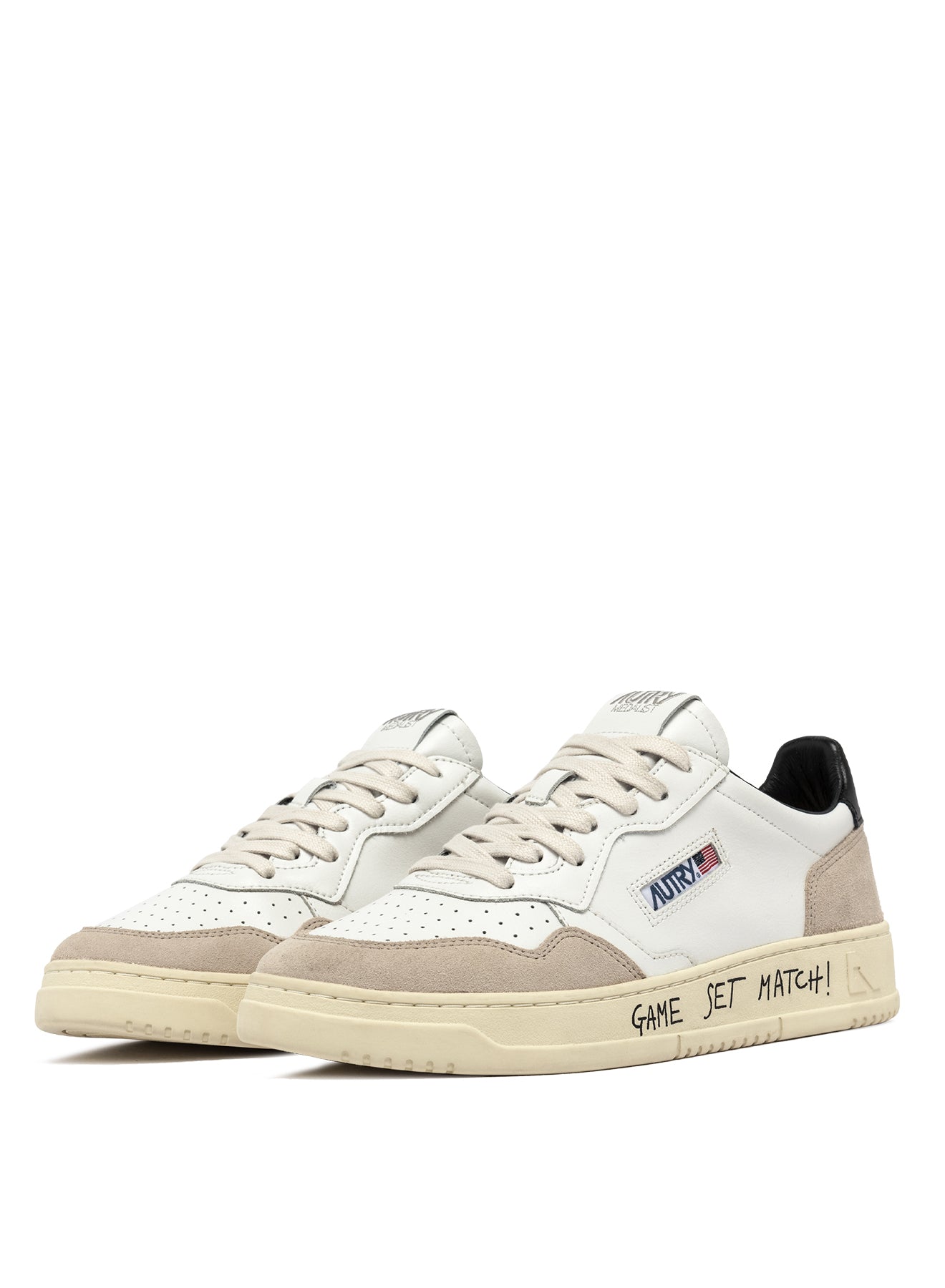 AUTRY DONNA MEDALIST PELLE SUEDE TALLONE NERO LETTERING