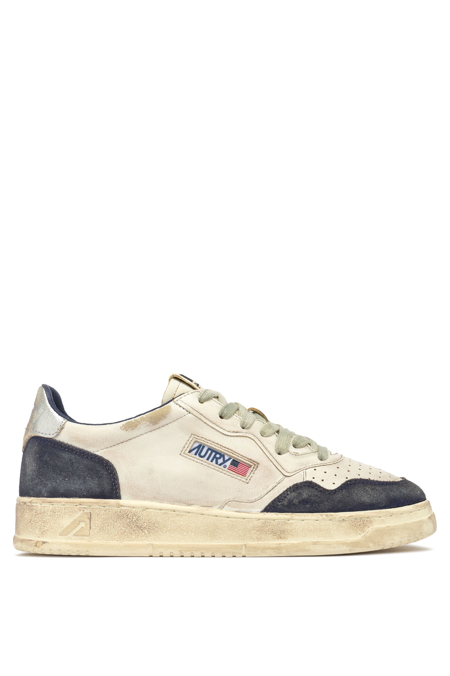 AUTRY SNEAKERS MEDALIST LOW SUPER VINTAGE IN PELLE E SUEDE COLORE SPACE BLUE E SILVER