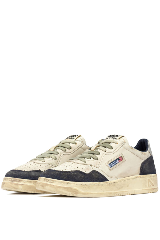 AUTRY SNEAKERS MEDALIST LOW SUPER VINTAGE IN PELLE E SUEDE COLORE SPACE BLUE E SILVER