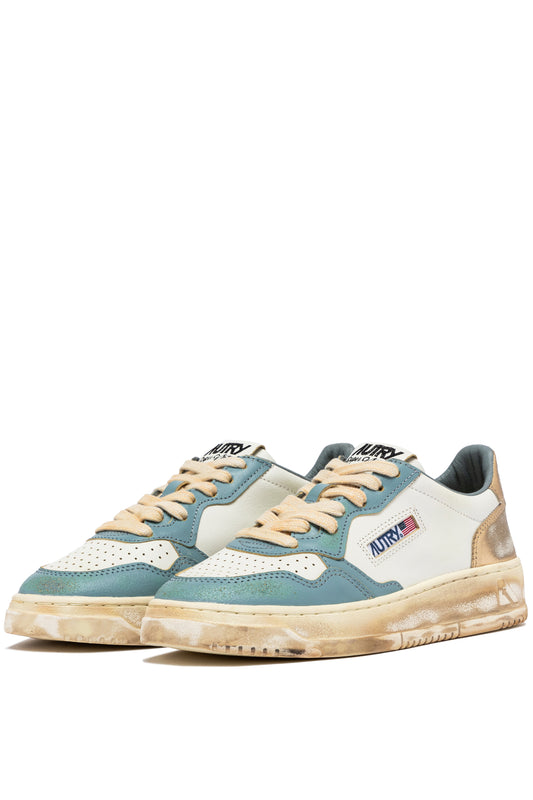 AUTRY SNEAKERS MEDALIST LOW SUPER VINTAGE COLORE BIANCO SILVER-BLUE E PLATINUM