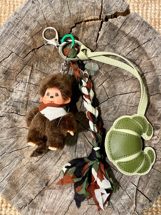 Monchichi Green Bandana Bag's Charms