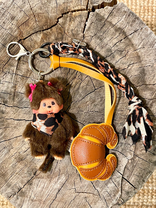 Monchichi Brown Bandana Bag's Charms
