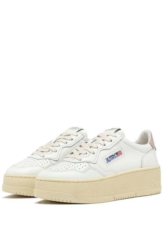 AUTRY SNEAKERS MEDALIST PLATFORM IN PELLE COLORE BIANCO E POWDER PINK