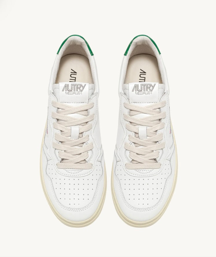 AUTRY SNEAKERS UOMO MEDALIST LOW IN PELLE BIANCA E VERDE