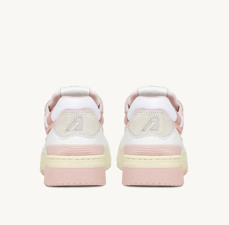 AUTRY SNEAKERS DONNA CLC LOW IN PELLE BIANCA E SUEDE POWDER PINK