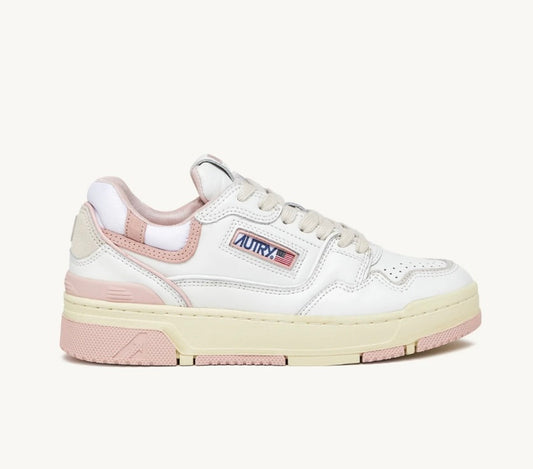 AUTRY SNEAKERS DONNA CLC LOW IN PELLE BIANCA E SUEDE POWDER PINK