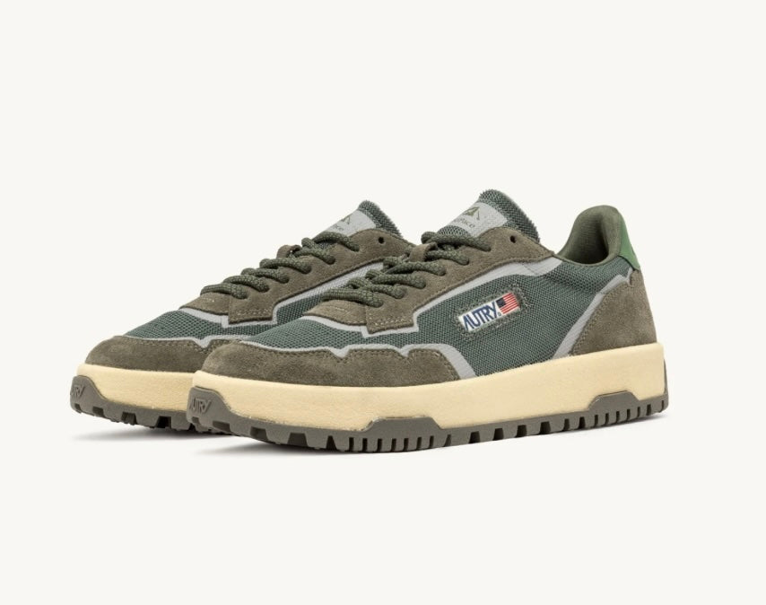 AUTRY SNEAKERS UOMO WILDPACE LOW IN MESH E SUEDE VERDE MILITARE